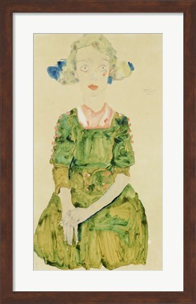 Framed Young Girl With Blue Ribbon, 1911 Print