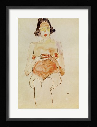 Framed Red Nude, Pregnant, 1910 Print