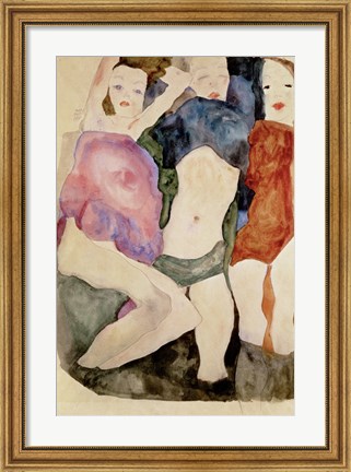 Framed Three Girls, 1911 Print