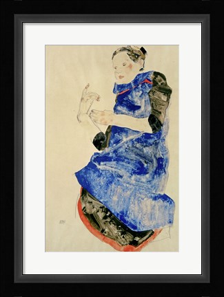 Framed Girl In Blue Apron, 1912 Print