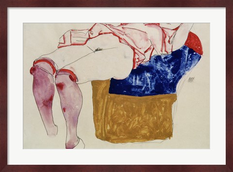 Framed Reclining Woman With Mauve Stockings, 1913 Print