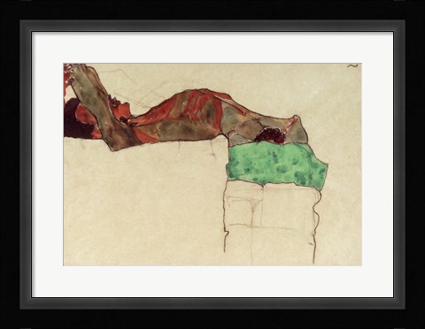 Framed Reclining Male Nude With Green Cloth, 1910 Print