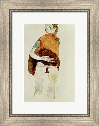 Framed Standing Girl With Raised Skirt, 1911 Print