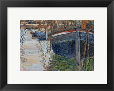 Framed Boats Mirrored In The Water, 1908 Print