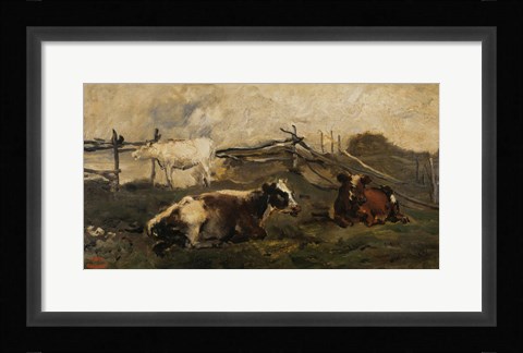 Framed Landscape With Cows Print