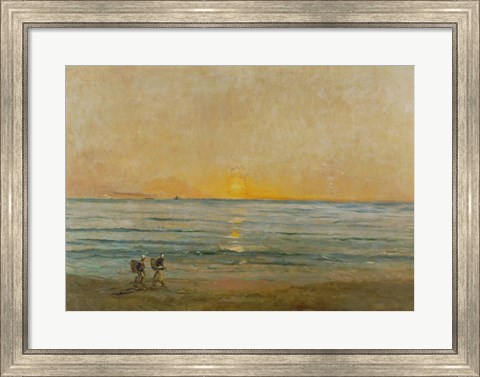 Framed Sunset With Fishermen Print