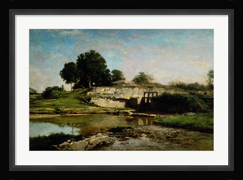 Framed Dam At Optevoz Print