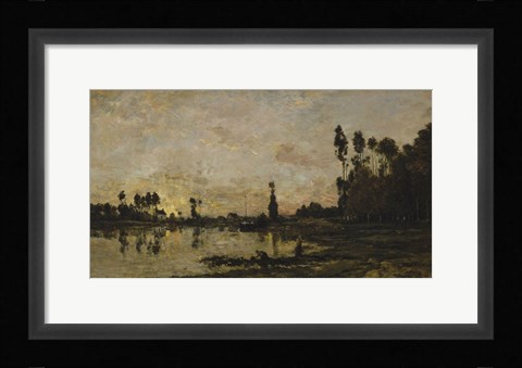 Framed Setting Sun Over The Oise, 1865 Print