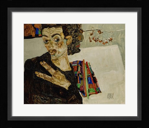 Framed Self-Portrait With Spread Fingers, 1911 Print