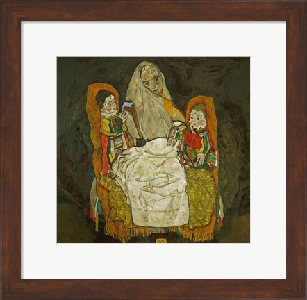 Framed Mother With Two Children, 1915 Print
