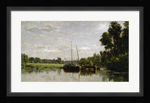 Framed Barges, 1865 Print