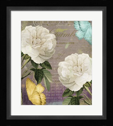 Framed White Roses Print