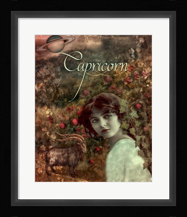 Framed Art Nouveau Zodiac Capricorn Print