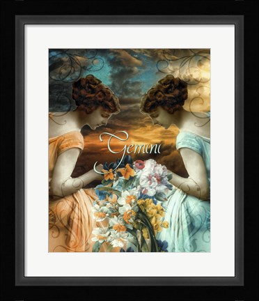 Framed Art Nouveau Zodiac Gemini Print