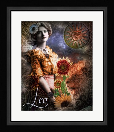 Framed Art Nouveau Zodiac Leo Print