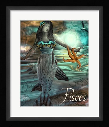 Framed Art Nouveau Zodiac Pisces Print