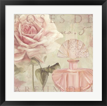 Framed Parfum de Roses I Print