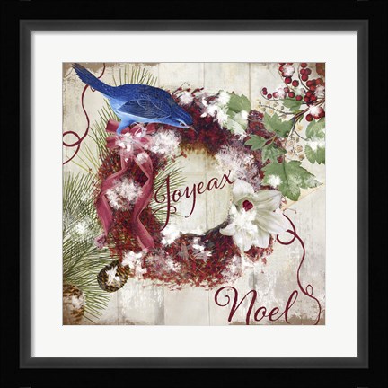 Framed Bluebird Christmas I Print
