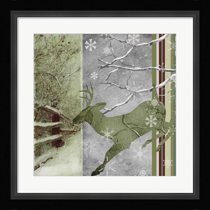 Framed Country Christmas Deer Print