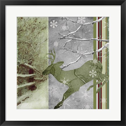 Framed Country Christmas Deer Print