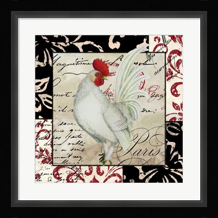 Framed Europa White Rooster Print