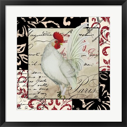 Framed Europa White Rooster Print