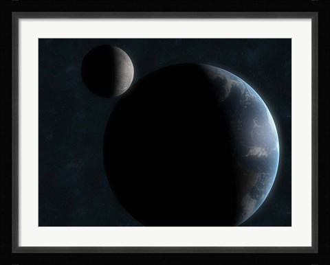 Framed Earth and the Moon Print