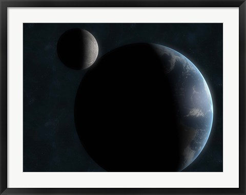 Framed Earth and the Moon Print