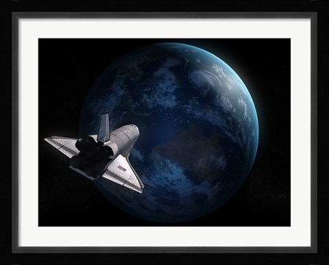 Framed Space Shuttle Against Earth Print