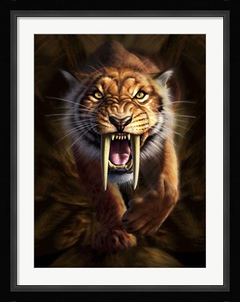 Framed Saber-toothed Tiger Print