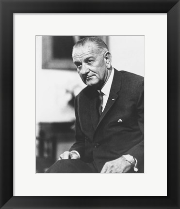 Framed Digitally Restored President Lyndon B Johnson Print