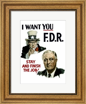 Framed Uncle Sam and President Franklin Roosevelt Print