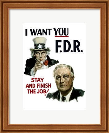 Framed Uncle Sam and President Franklin Roosevelt Print