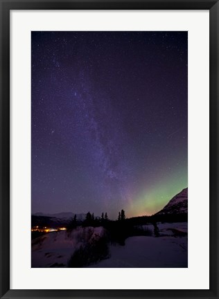 Framed Aurora Borealis and Milky Way Print