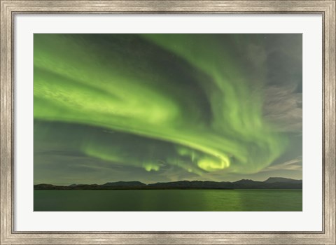 Framed Aurora Borealis over Fish Lake Print