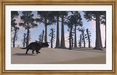 Framed Brown Einiosaurus Roaming Print