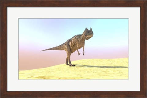 Framed Ceratosaurus Hunting in a Desert Print