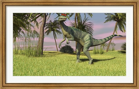 Framed Dilophosaurus Hunting Print
