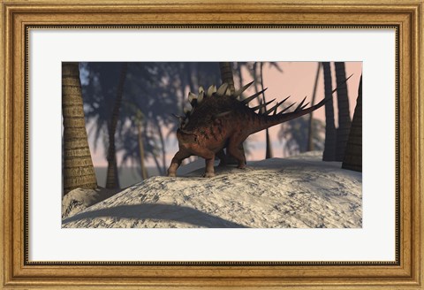 Framed Kentrosaurus Roaming in the Tropics Print