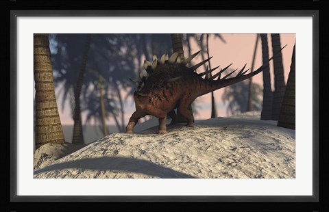 Framed Kentrosaurus Roaming in the Tropics Print