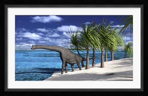 Framed Large Brachiosaurus on the Shoreline Print