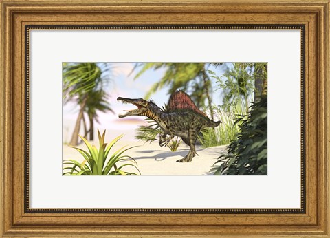 Framed Spinosaurus Hunting for Meal Print