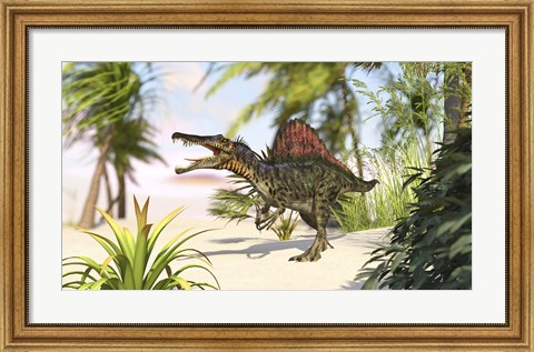 Framed Spinosaurus Hunting for Meal Print