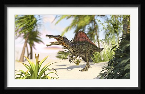 Framed Spinosaurus Hunting for Meal Print