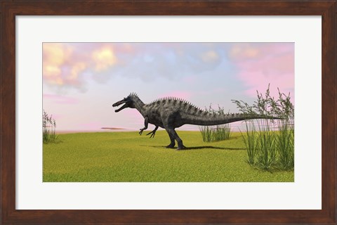 Framed Suchomimus Walking in Grass Print