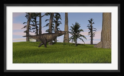 Framed Tyrannosaurus Rex in Grass Print