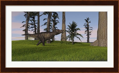 Framed Tyrannosaurus Rex in Grass Print
