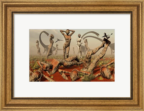 Framed Mutated Dinosaurs and Atlantians Print