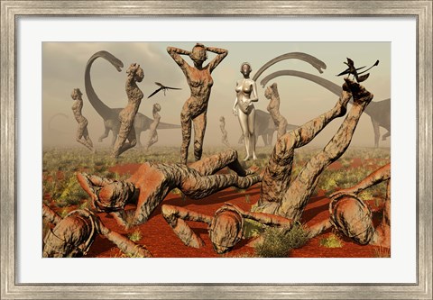 Framed Mutated Dinosaurs and Atlantians Print