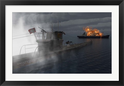 Framed German U-Boat Print